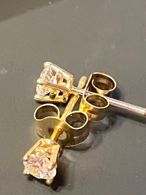Genuine 14k Yellow Gold, .25 Carat, Lab-Grown Diamond Earrings. Nwot. — image 2 of 8